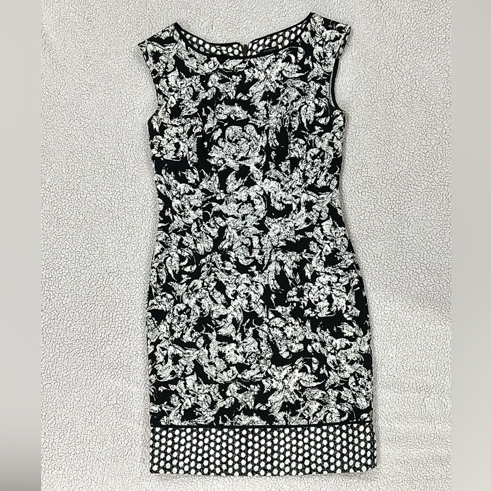 Ann Taylor. Elegant Black and White Floral Dress